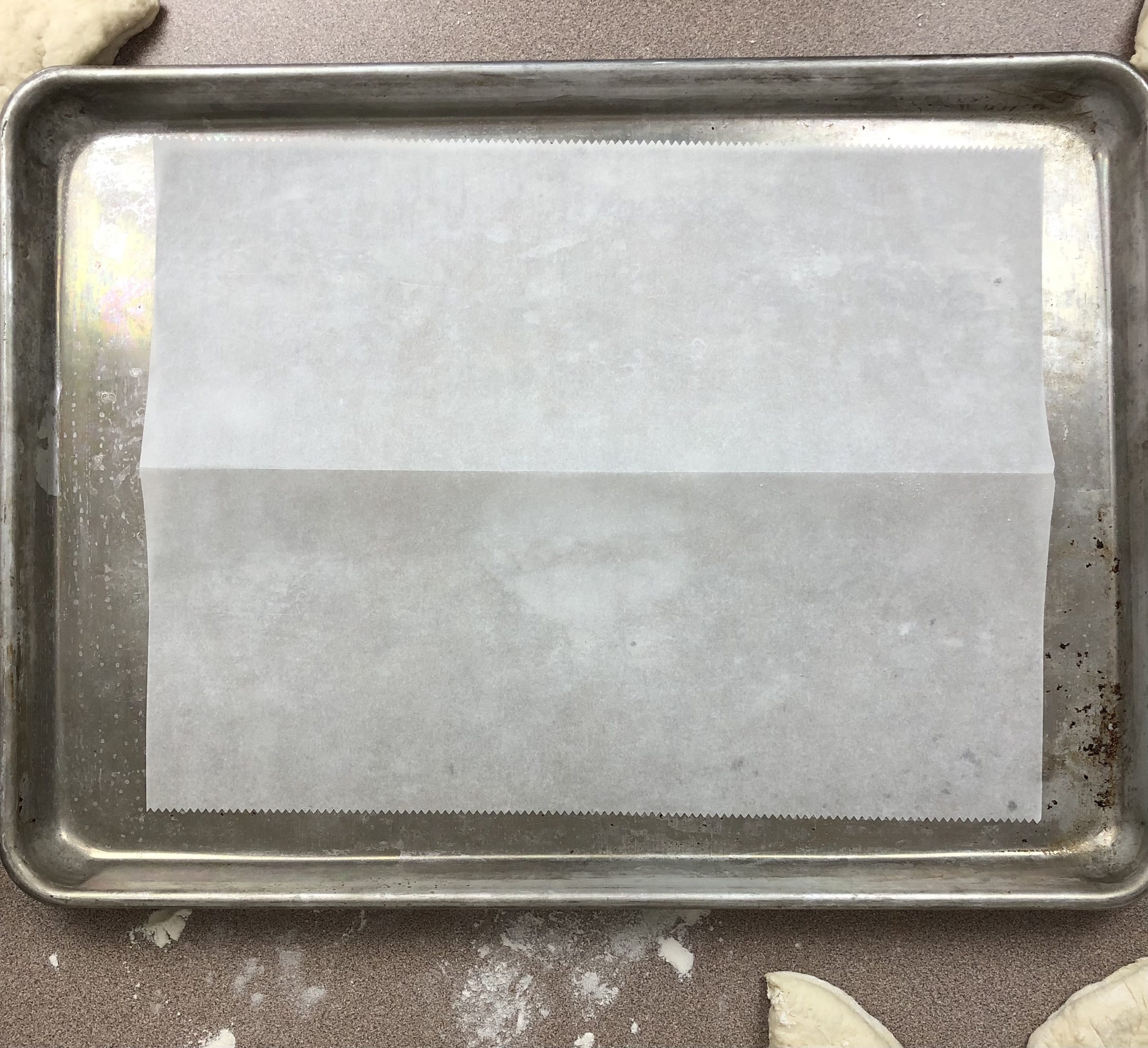 parchment lined cookie sheet