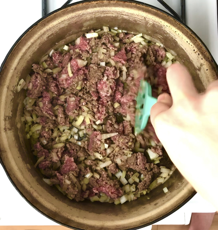Mixing Beef Onion Mixture