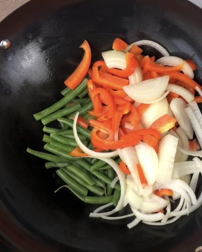 green beans, onions, bell peppers