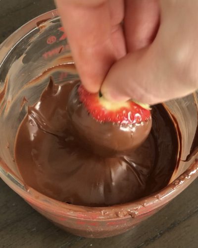 dipping the strawberry